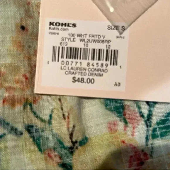 NWT LC Lauren Conrad Button-Up Floral Puff Sleeve Top size small - Picture 7 of 8